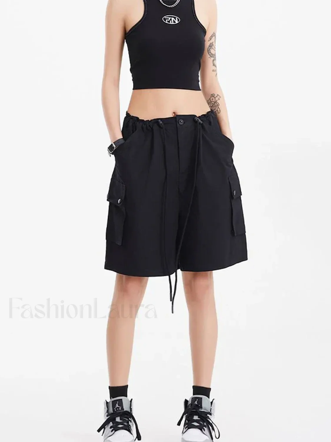 Punk Rose Color Cargo High Waist Streetwear Short - Image 4