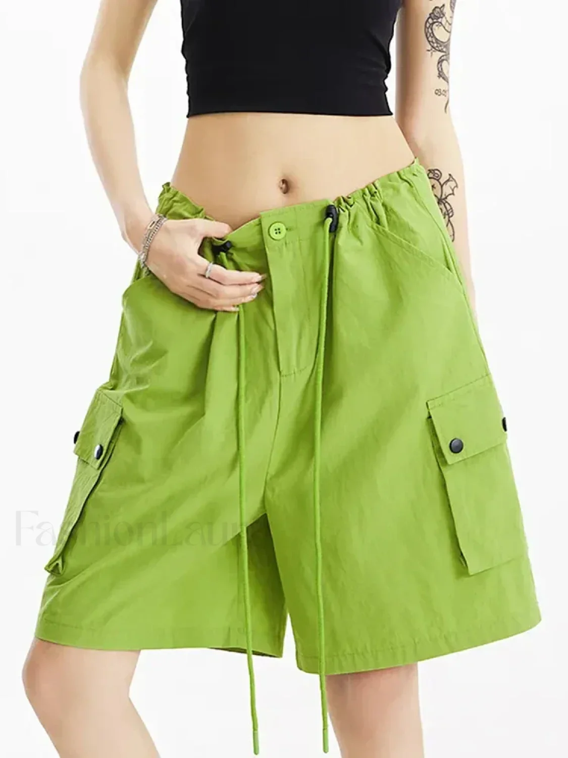 Punk Rose Color Cargo High Waist Streetwear Short - Image 5