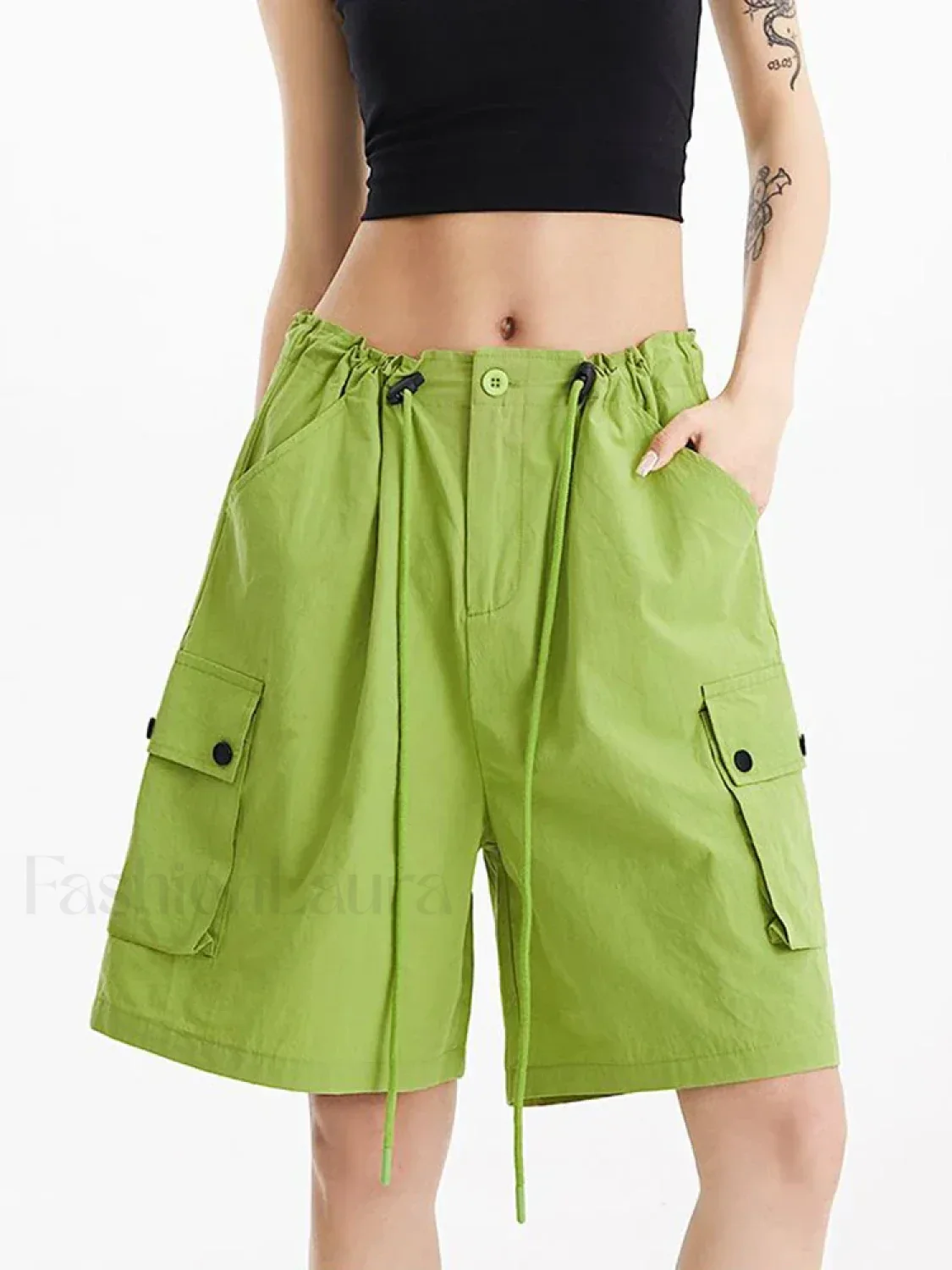 Punk Rose Color Cargo High Waist Streetwear Short - Image 7