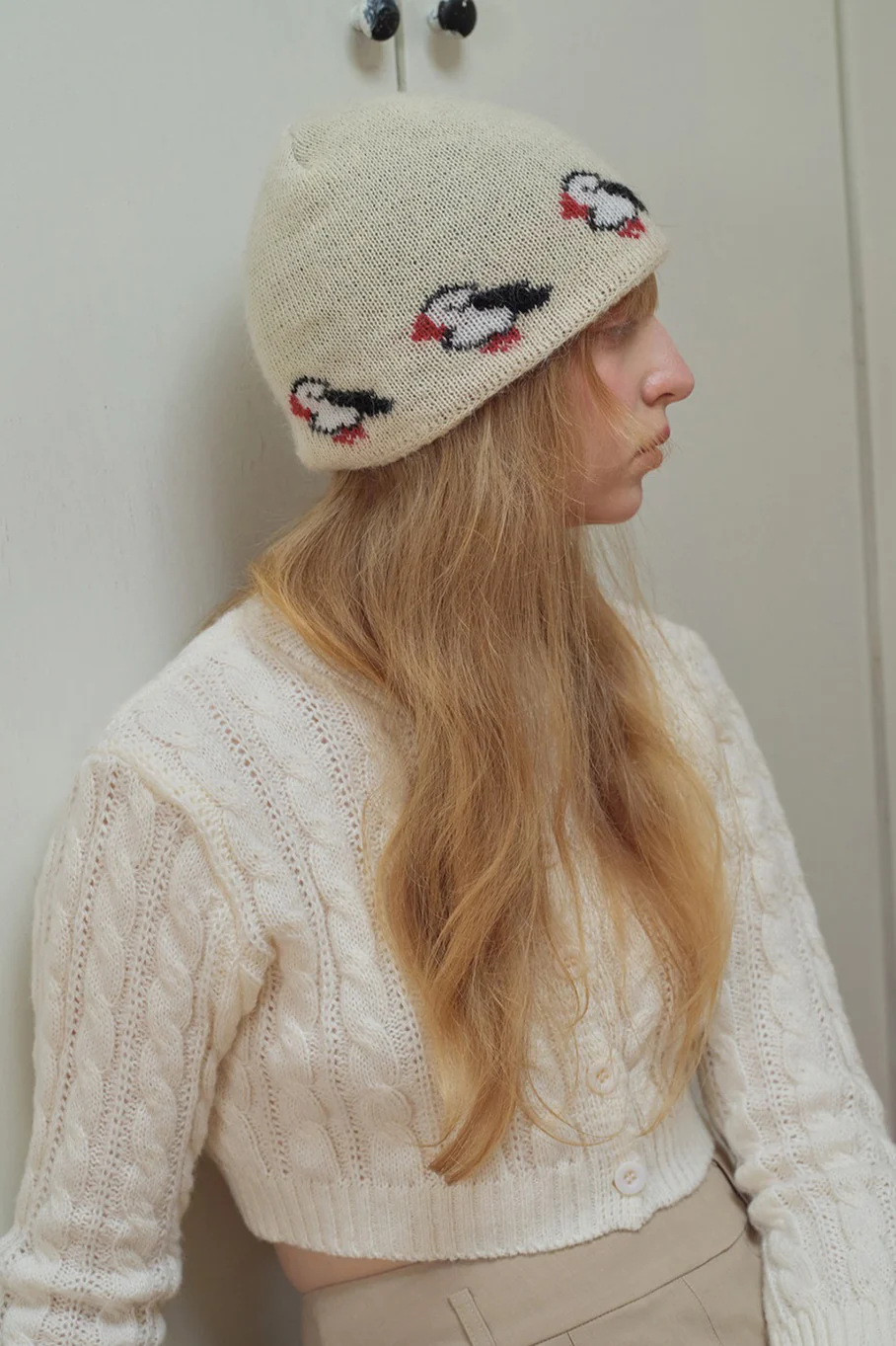 Rabbit Wool Blend Jacquard Knit Hat - Image 8