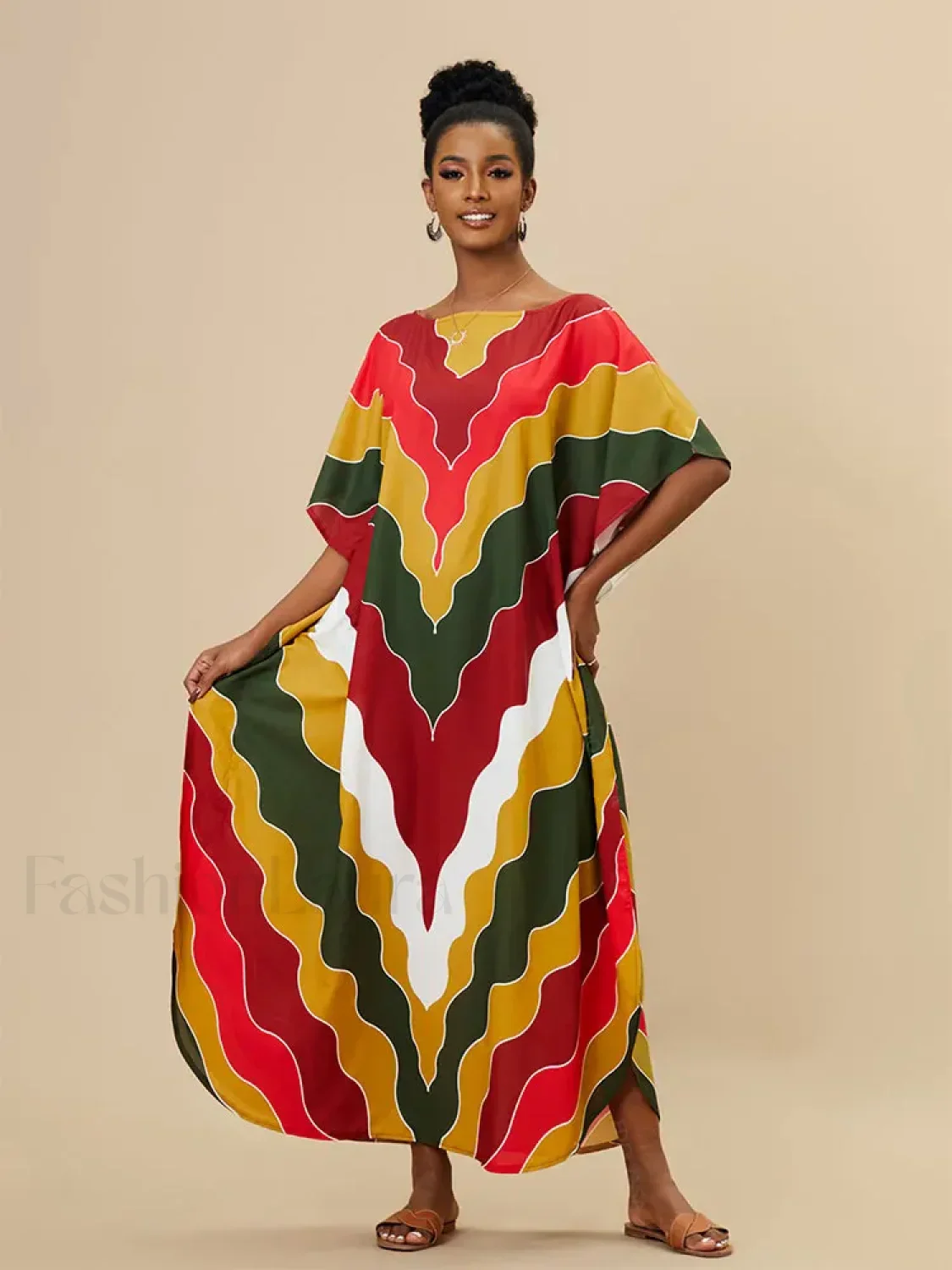 Rainbow Batwing Boho Maxi Cover Up - Image 10