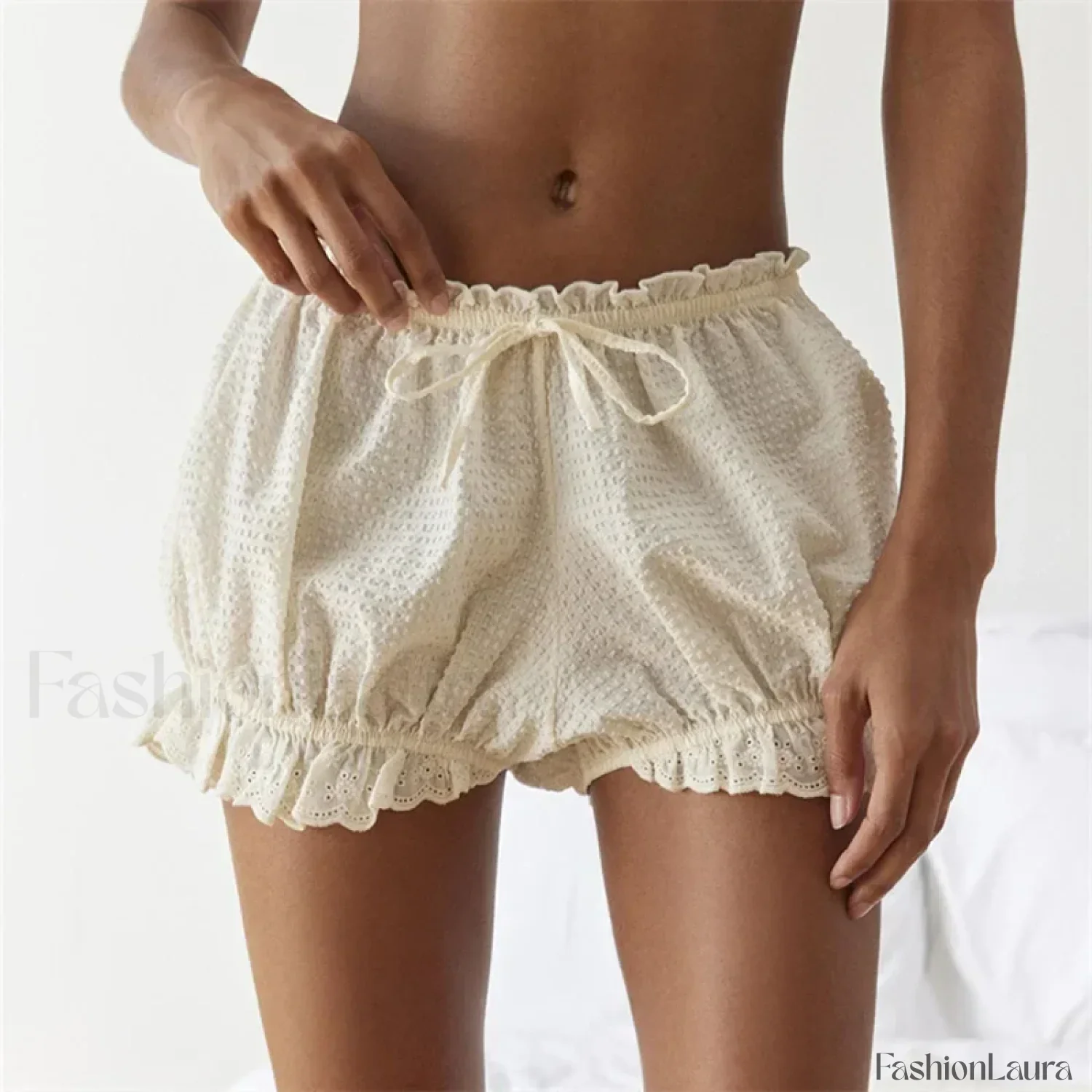 Red Gingham Lace Trim Lounge Short - Image 13