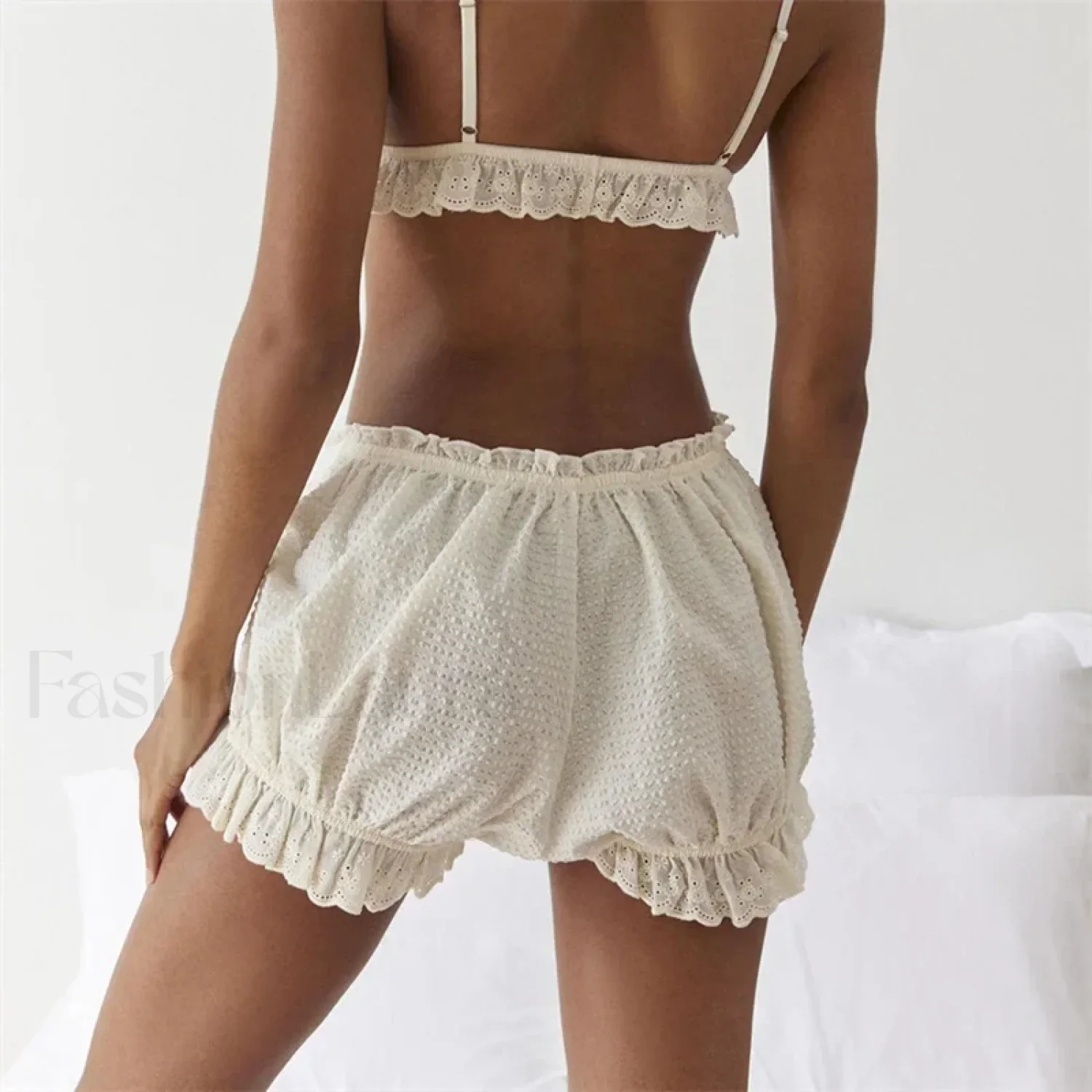 Red Gingham Lace Trim Lounge Short - Image 6