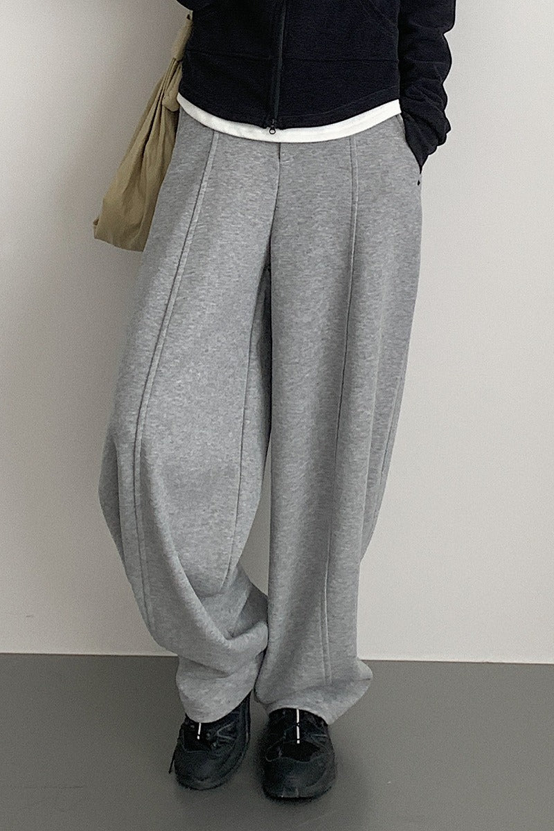 Relaxed Fit Curved Hem Thermal Knit Pants - Image 2