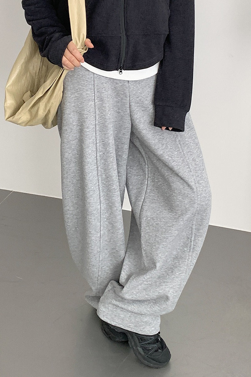 Relaxed Fit Curved Hem Thermal Knit Pants - Image 4