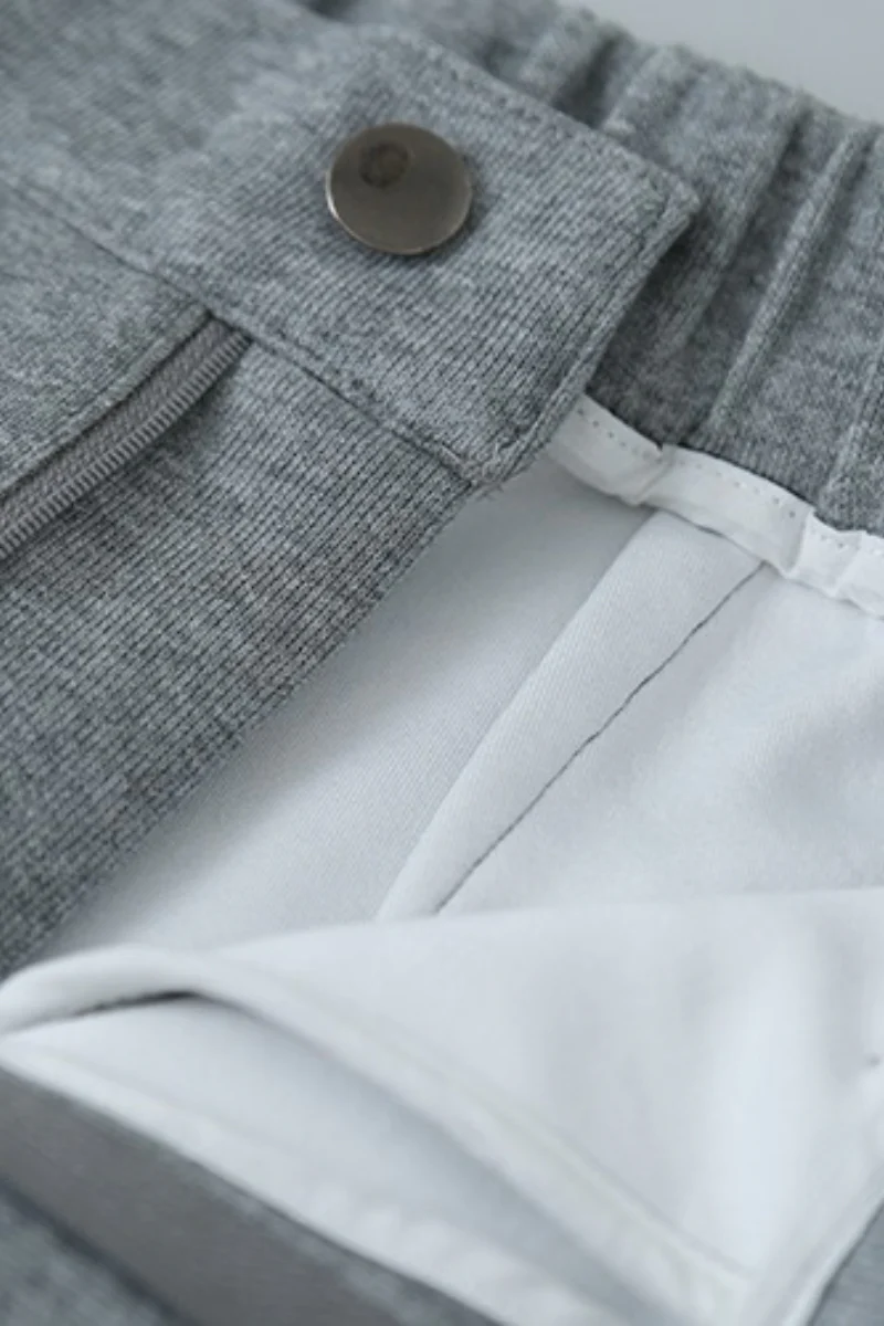 Relaxed Fit Curved Hem Thermal Knit Pants - Image 7