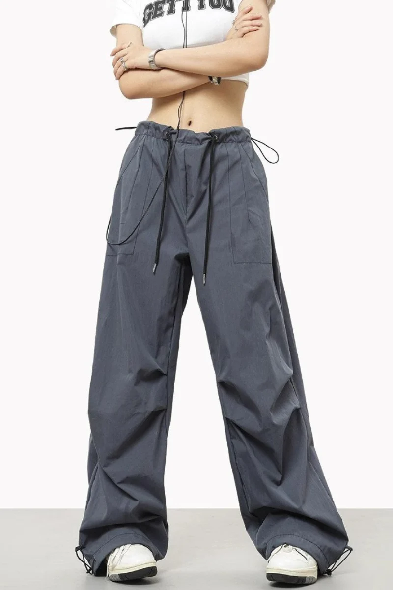 Relaxed Fit Drawstring Waist Cargo Pants - Image 4