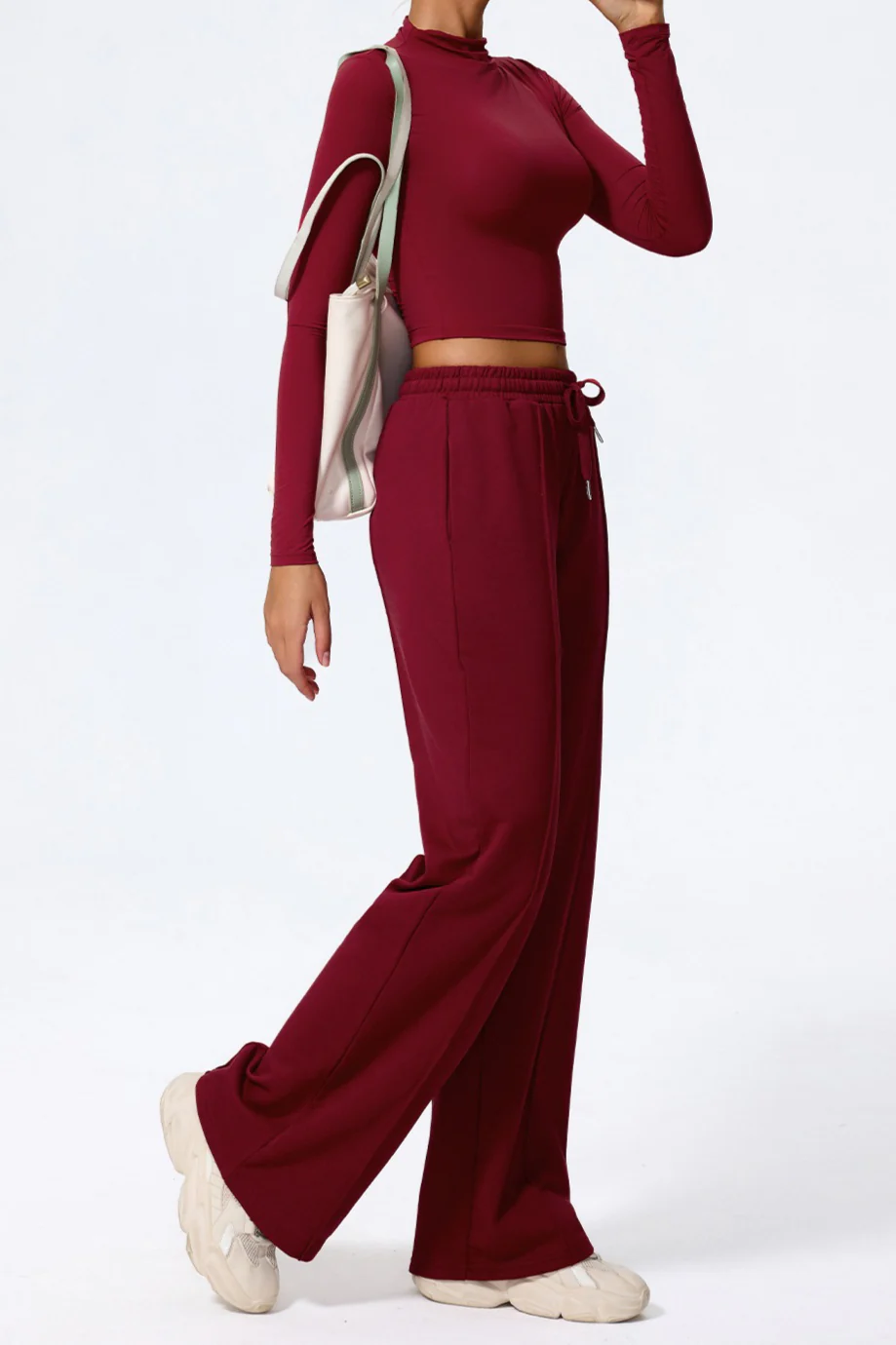 Relaxed Straight Leg High Waist Knit Pants - Image 10