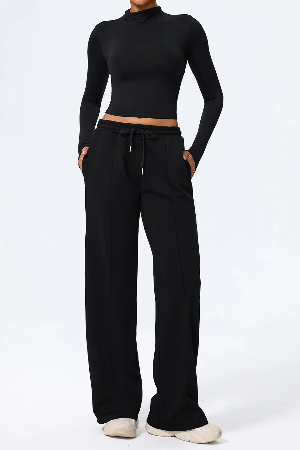 Relaxed Straight Leg High Waist Knit Pants - Image 21