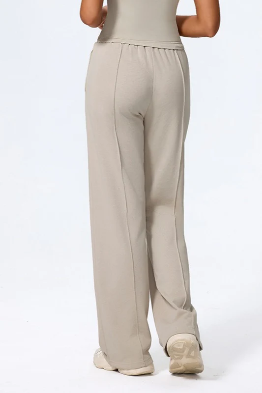 Relaxed Straight Leg High Waist Knit Pants - Image 6