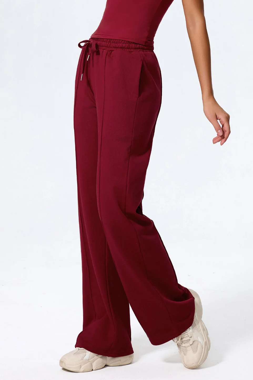 Relaxed Straight Leg High Waist Knit Pants - Image 8