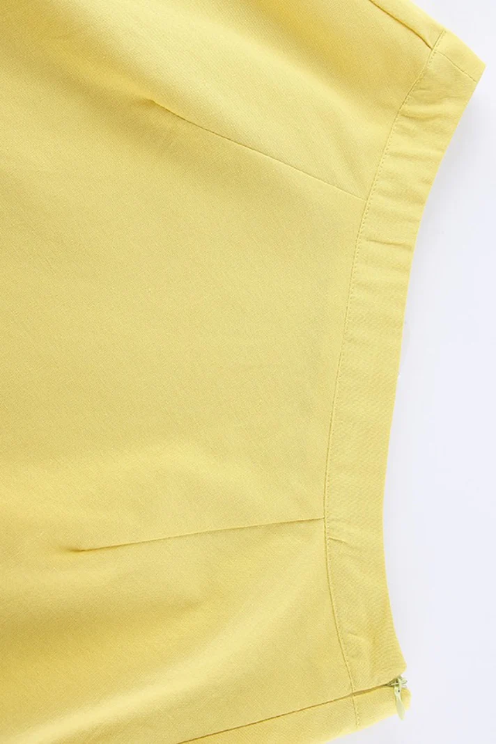 Resort Casual Cotton Linen Puff Sleeve Two Piece Skirt Set - Image 12