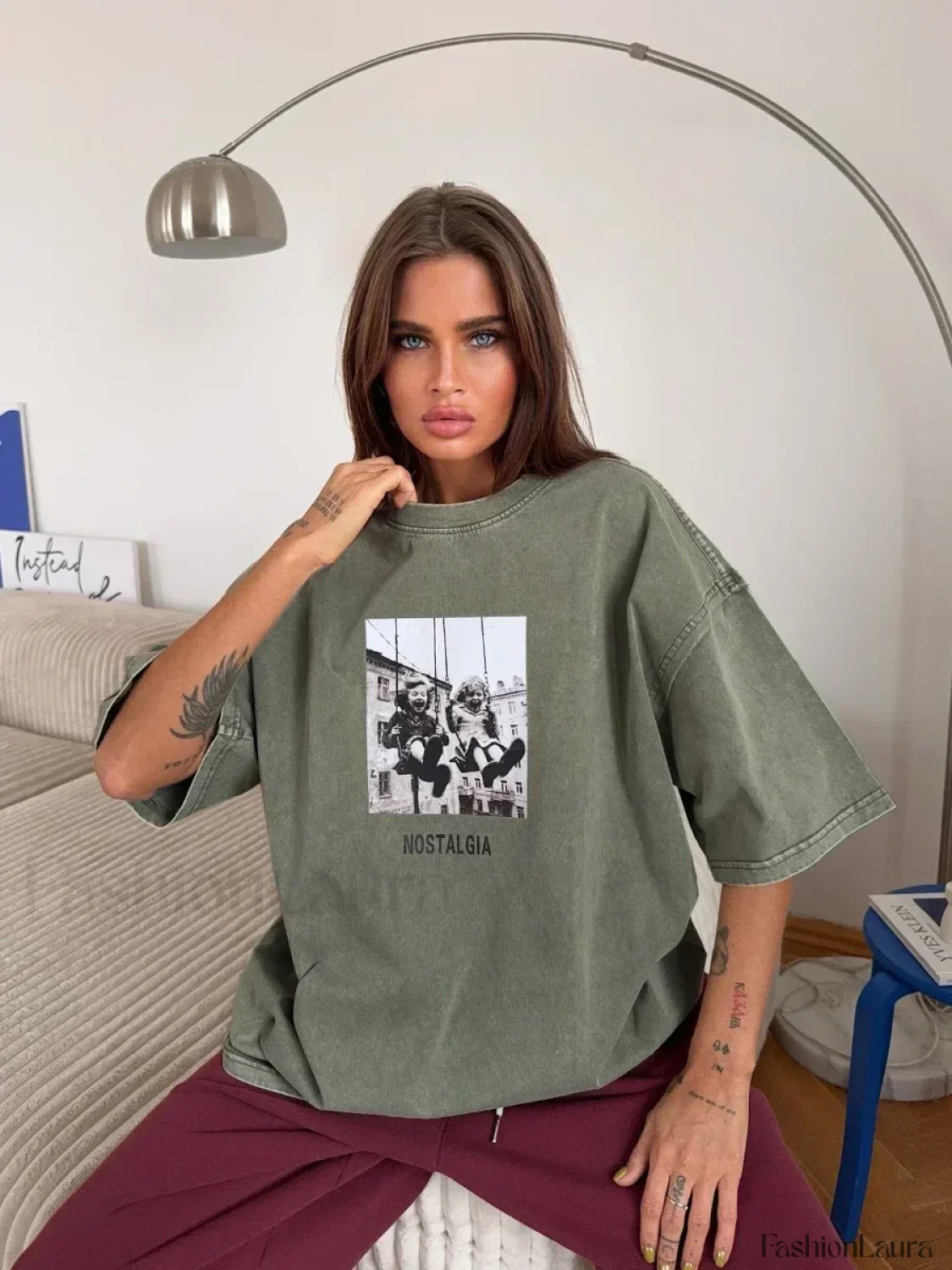 Retro Printed 100% Cotton Loose T-Shirt - Image 11