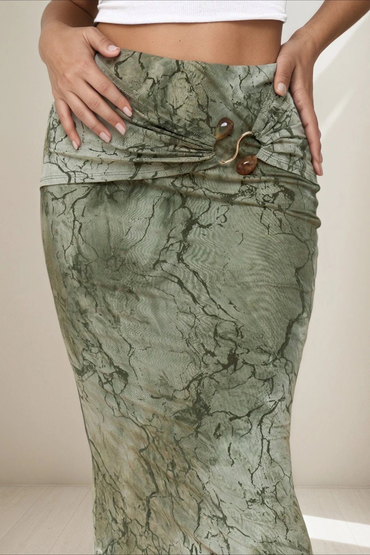 Retro Printed Chic Slim Long Skirt