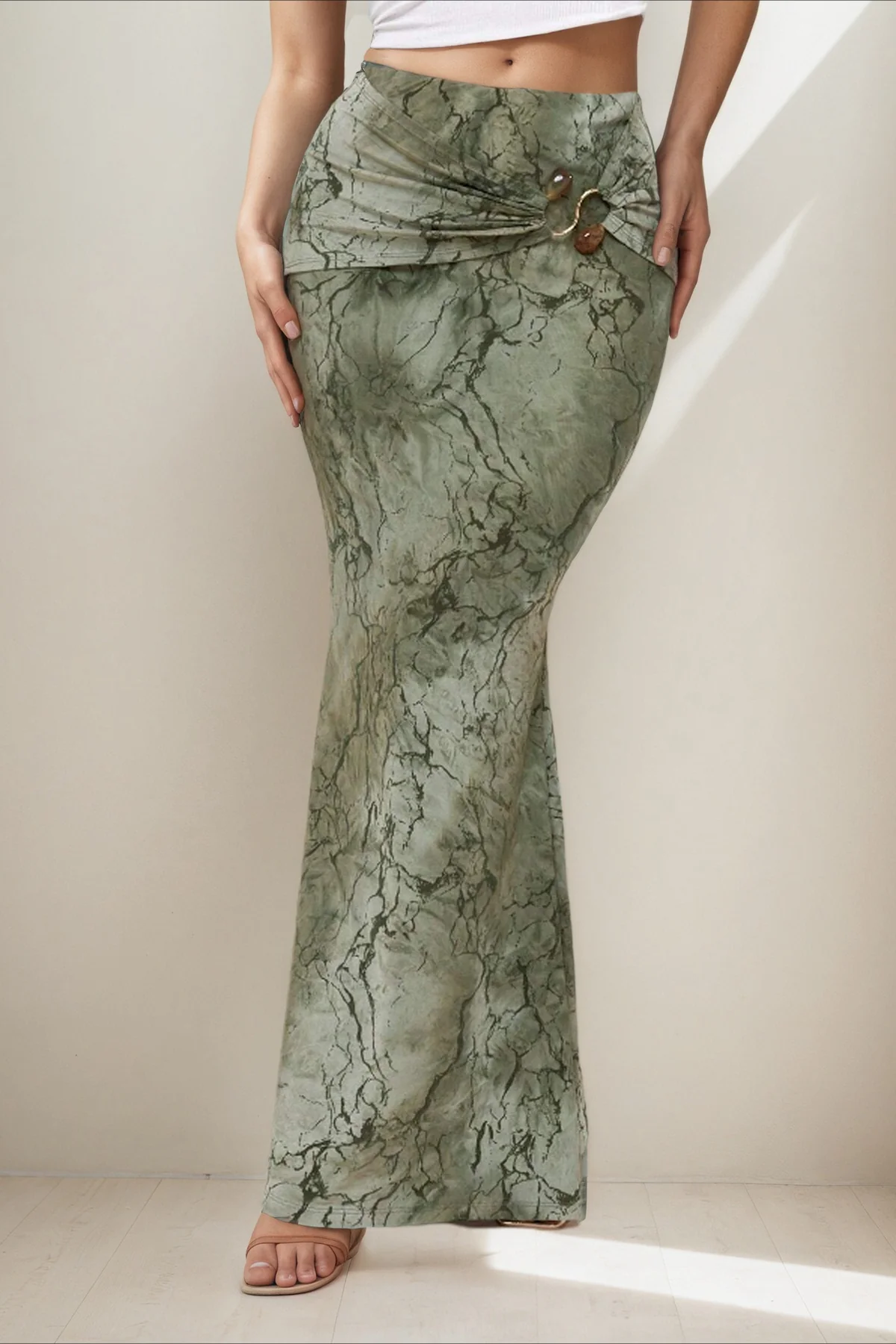 Retro Printed Chic Slim Long Skirt - Image 2