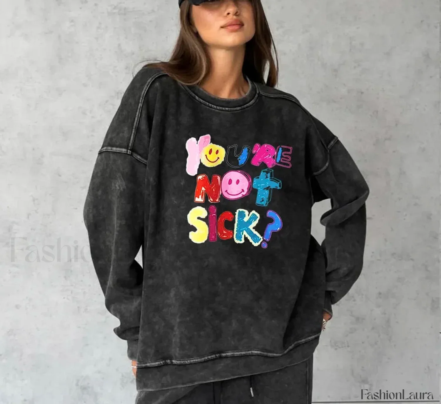 Retro Washed Cotton Long Sleeve Oversized T-Shirt - Image 14