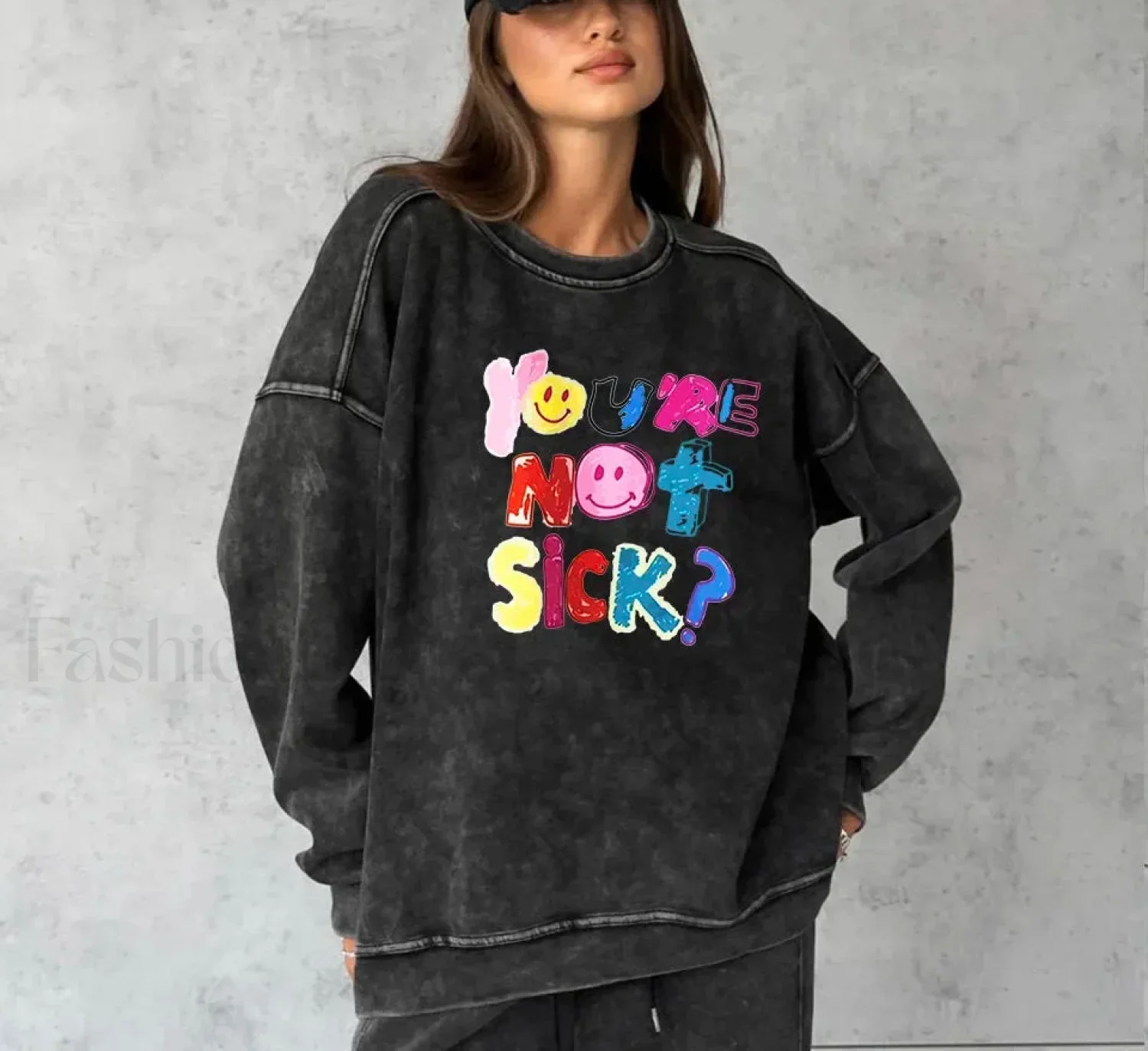 Retro Washed Cotton Long Sleeve Oversized T-Shirt - Image 9