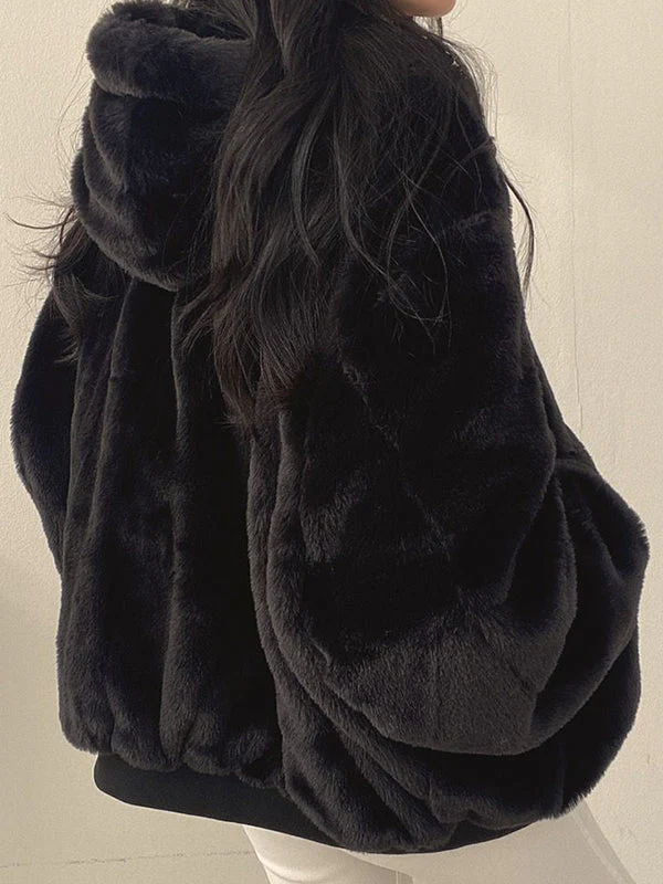 Reversible Oversize Fleece Hooded Jacket - Image 11