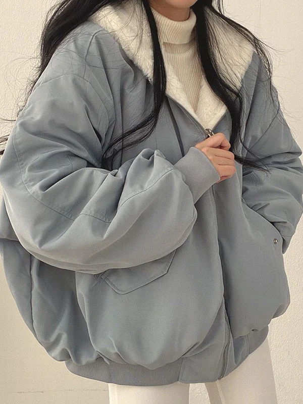 Reversible Oversize Fleece Hooded Jacket - Image 3