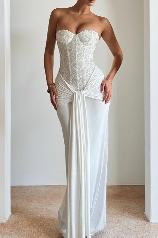 Ribbon Strapless Corset Maxi Evening Prom Dress - Image 4