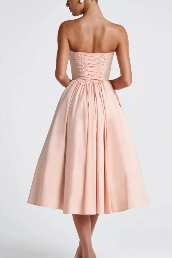 Romantic Bow Boned Strapless Slim Solid Prom Dress - Image 12