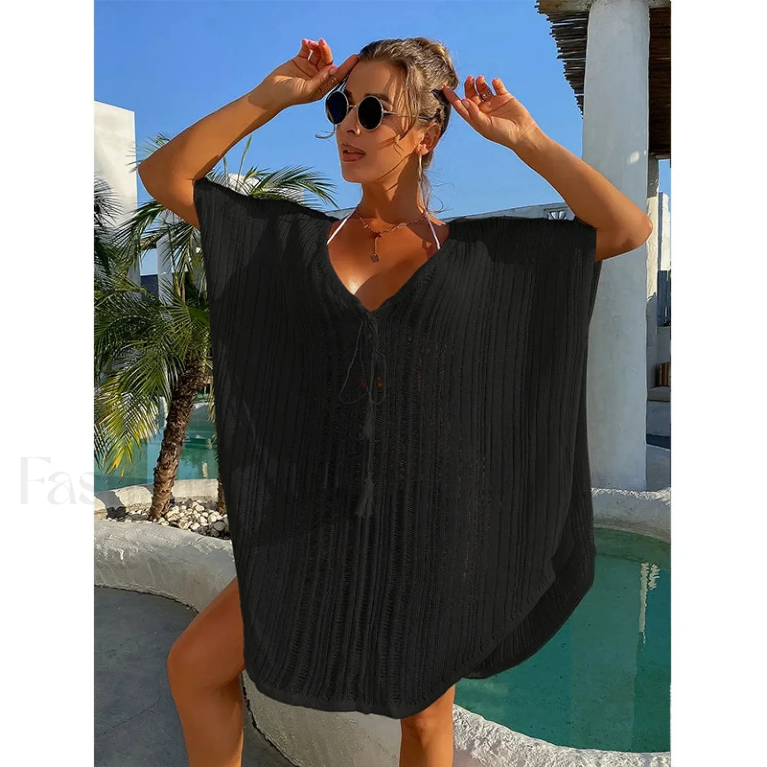 Rope Binding Loose Knit Cover Up - Image 10