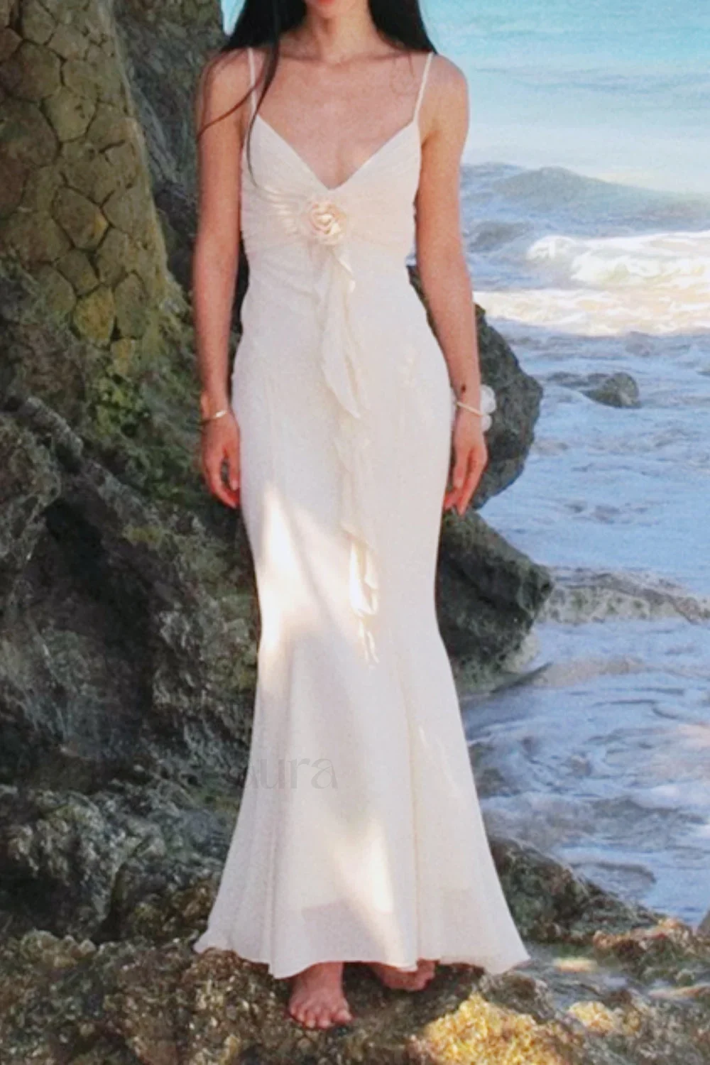 Rose Corsage Tie-Back Mermaid Maxi Dress - Image 10