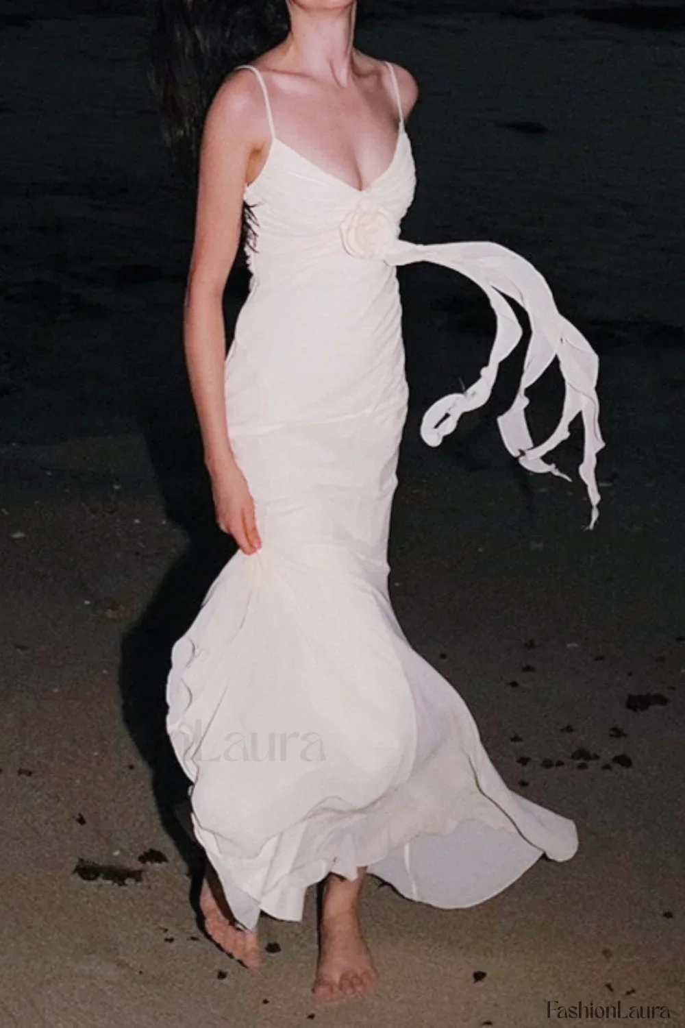 Rose Corsage Tie-Back Mermaid Maxi Dress - Image 11