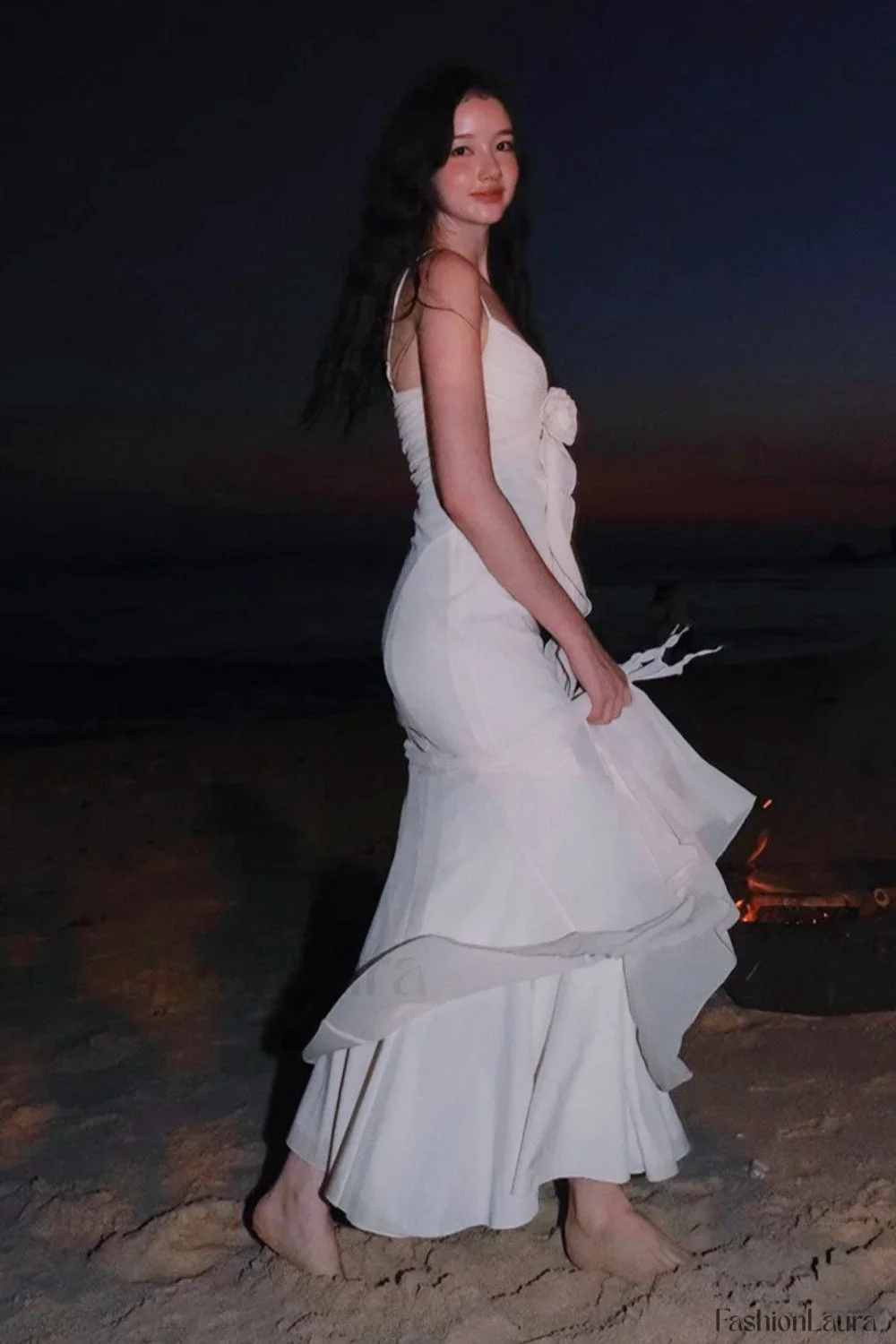 Rose Corsage Tie-Back Mermaid Maxi Dress - Image 12