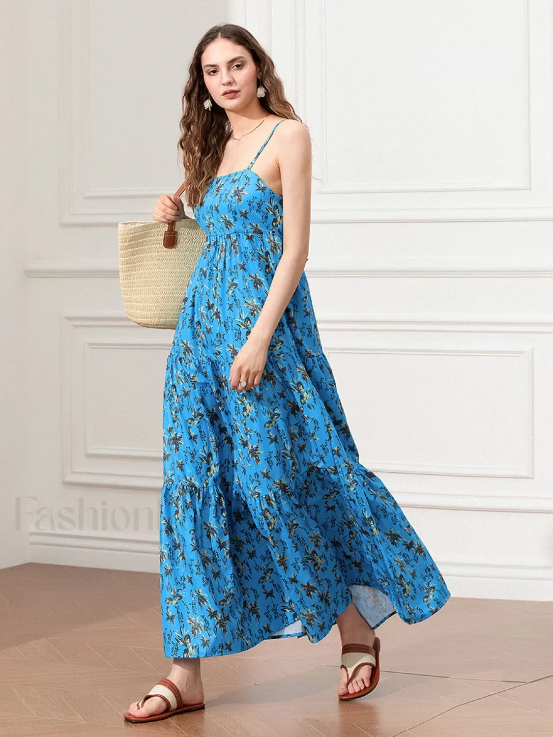 Ruched Floral A-Line Maxi Dress - Image 6