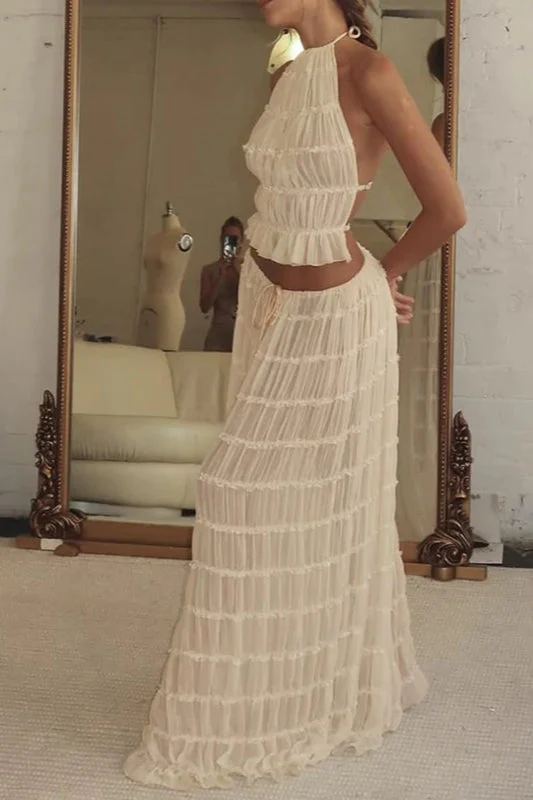 Ruched Halter Cami & Maxi Skirt Boho Dress - Image 23