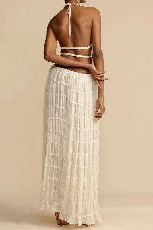 Ruched Halter Cami & Maxi Skirt Boho Dress - Image 4