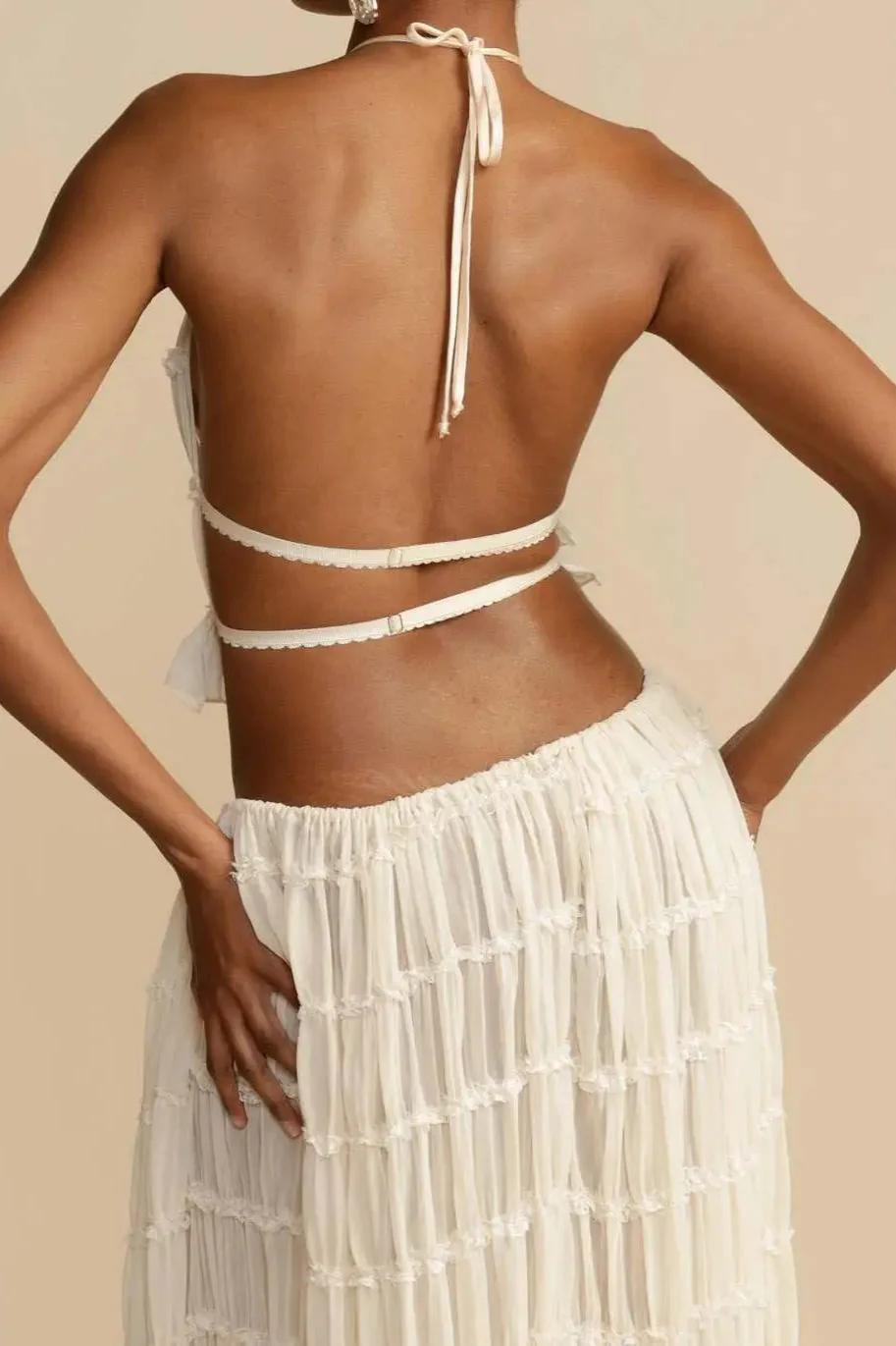 Ruched Halter Cami & Maxi Skirt Boho Dress - Image 6