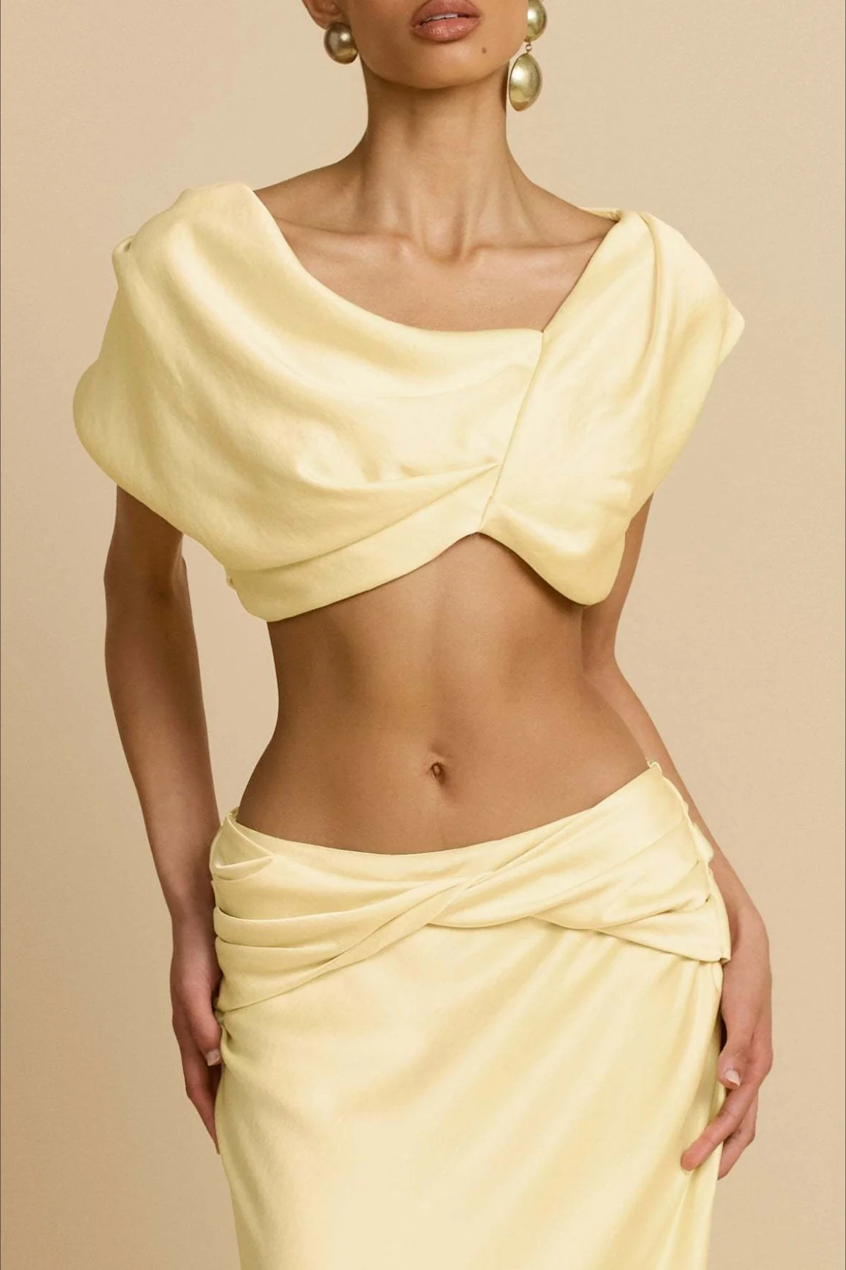 Ruched Panel Strapless Top High Waist Skirt Set - Image 2