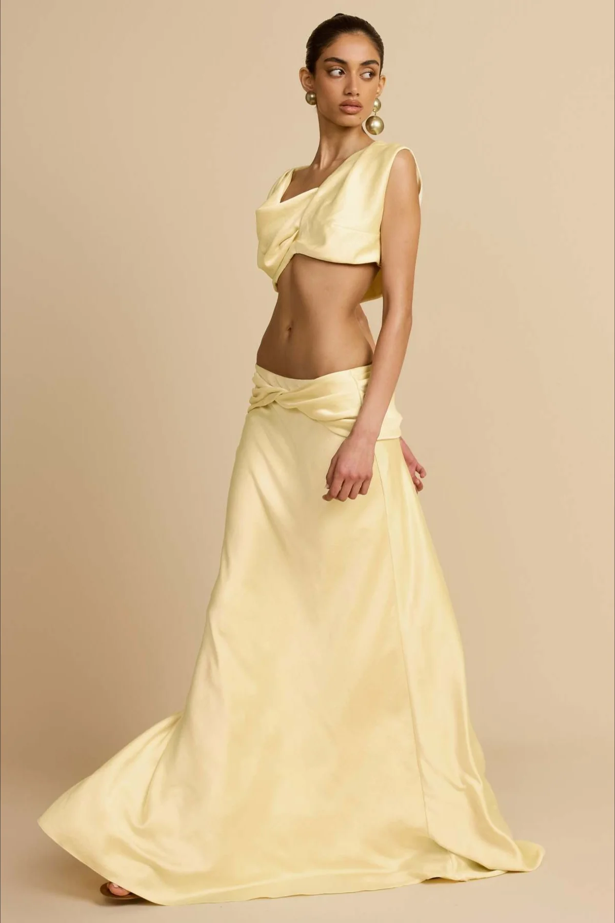 Ruched Panel Strapless Top High Waist Skirt Set - Image 4