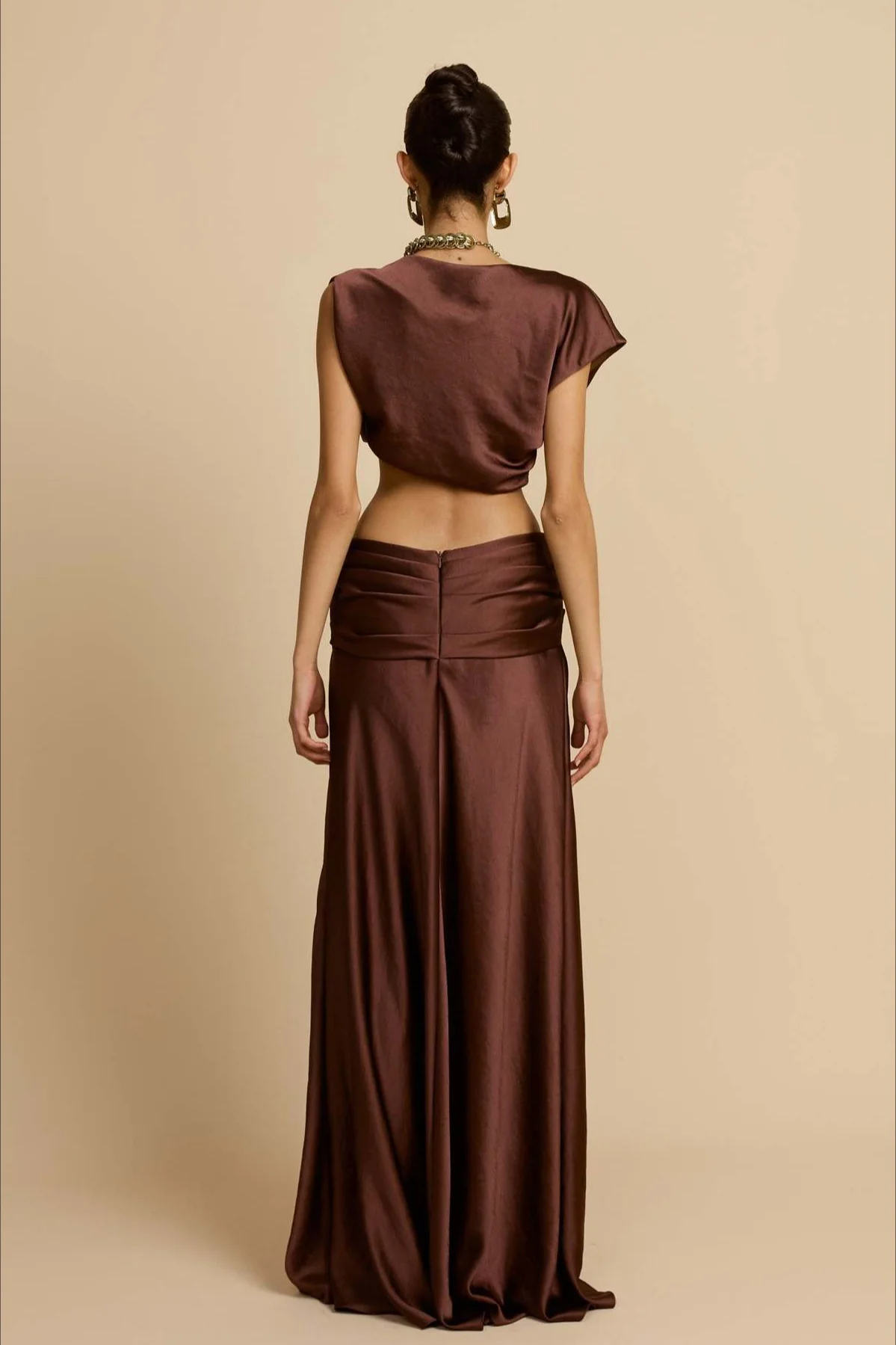 Ruched Panel Strapless Top High Waist Skirt Set - Image 9