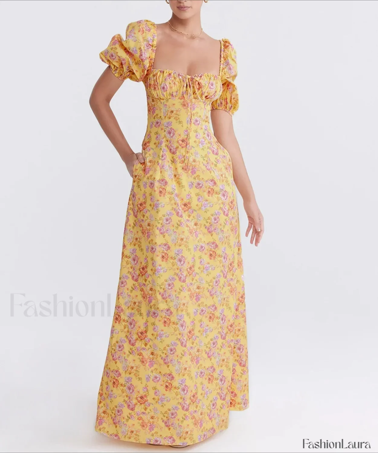 Ruched Pocket Sleeve Floral Dress - Image 12