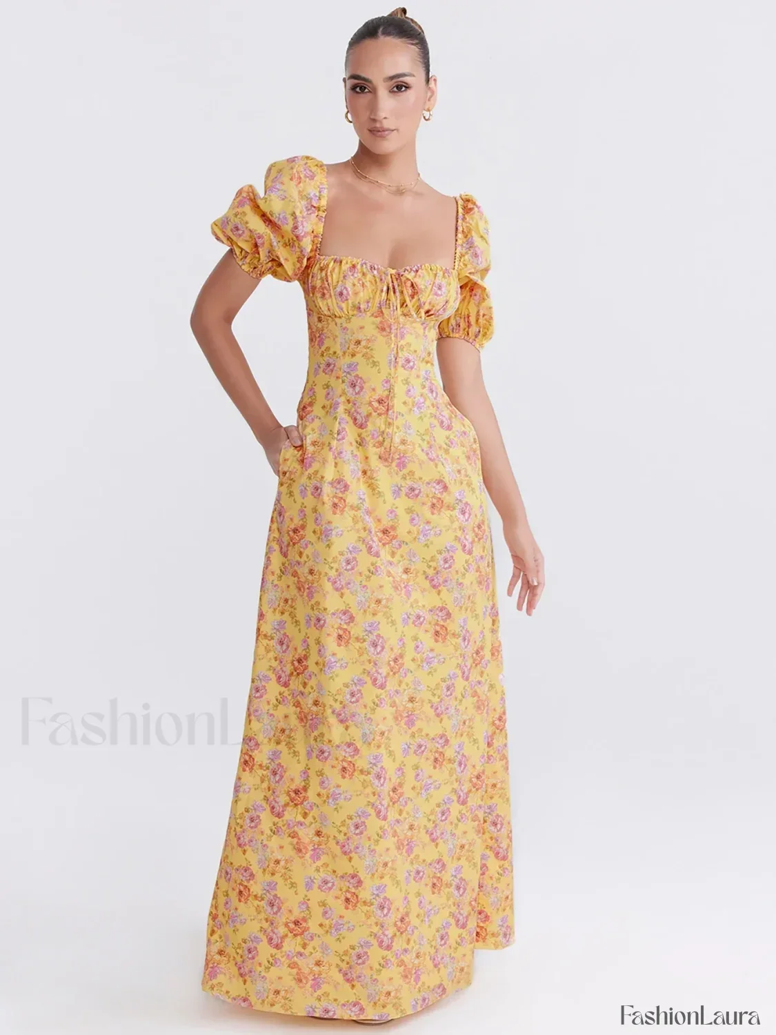 Ruched Pocket Sleeve Floral Dress - Image 9