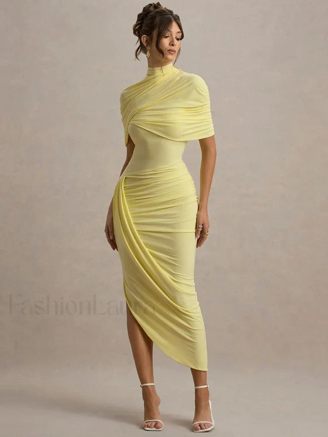 Ruched Turtleneck Midi Dress - Image 10