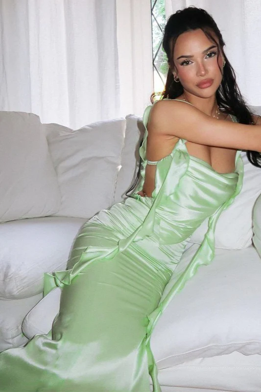 Ruffle Lace Trim Cami Backless Maxi Dress - Image 4