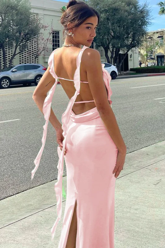 Ruffle Lace Trim Cami Backless Maxi Dress - Image 6
