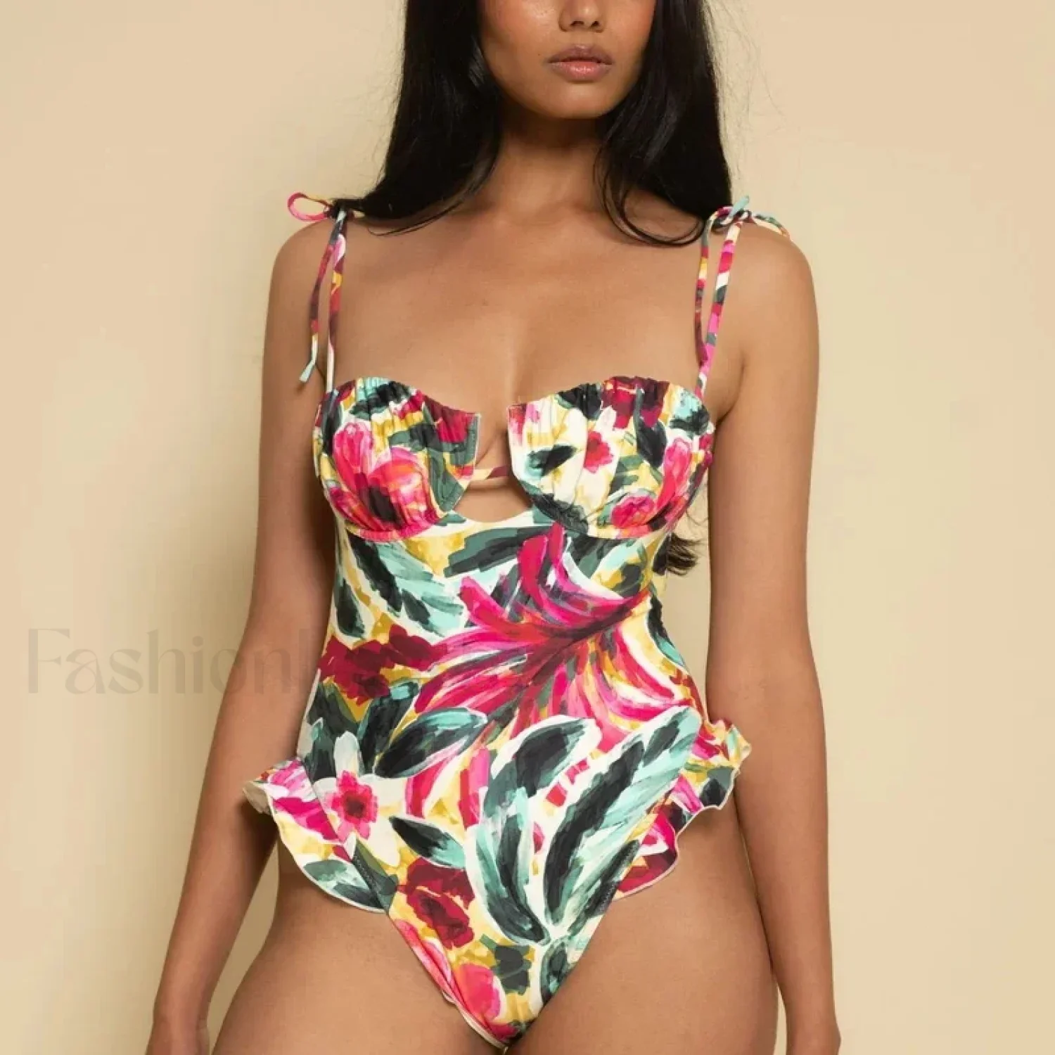 Ruffle Push Up Solid One Piece - Image 5