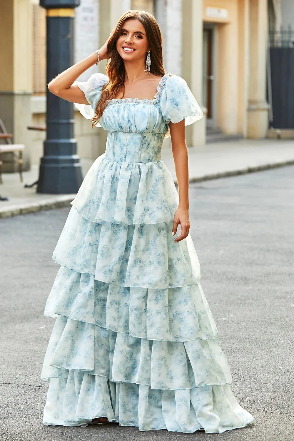 Ruffle Sleeve Tie Waist Floral Maxi Dress - Image 5