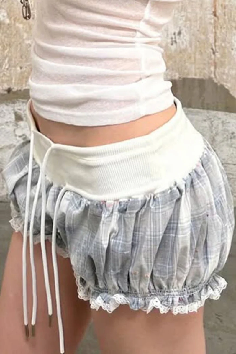 Ruffle Trim Drawstring Low Rise Bodycon Casual Shorts - Image 4