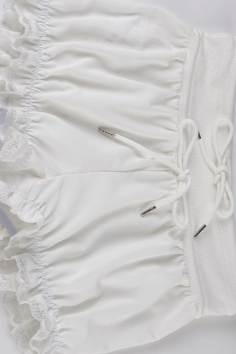 Ruffle Trim Drawstring Low Rise Bodycon Casual Shorts - Image 6