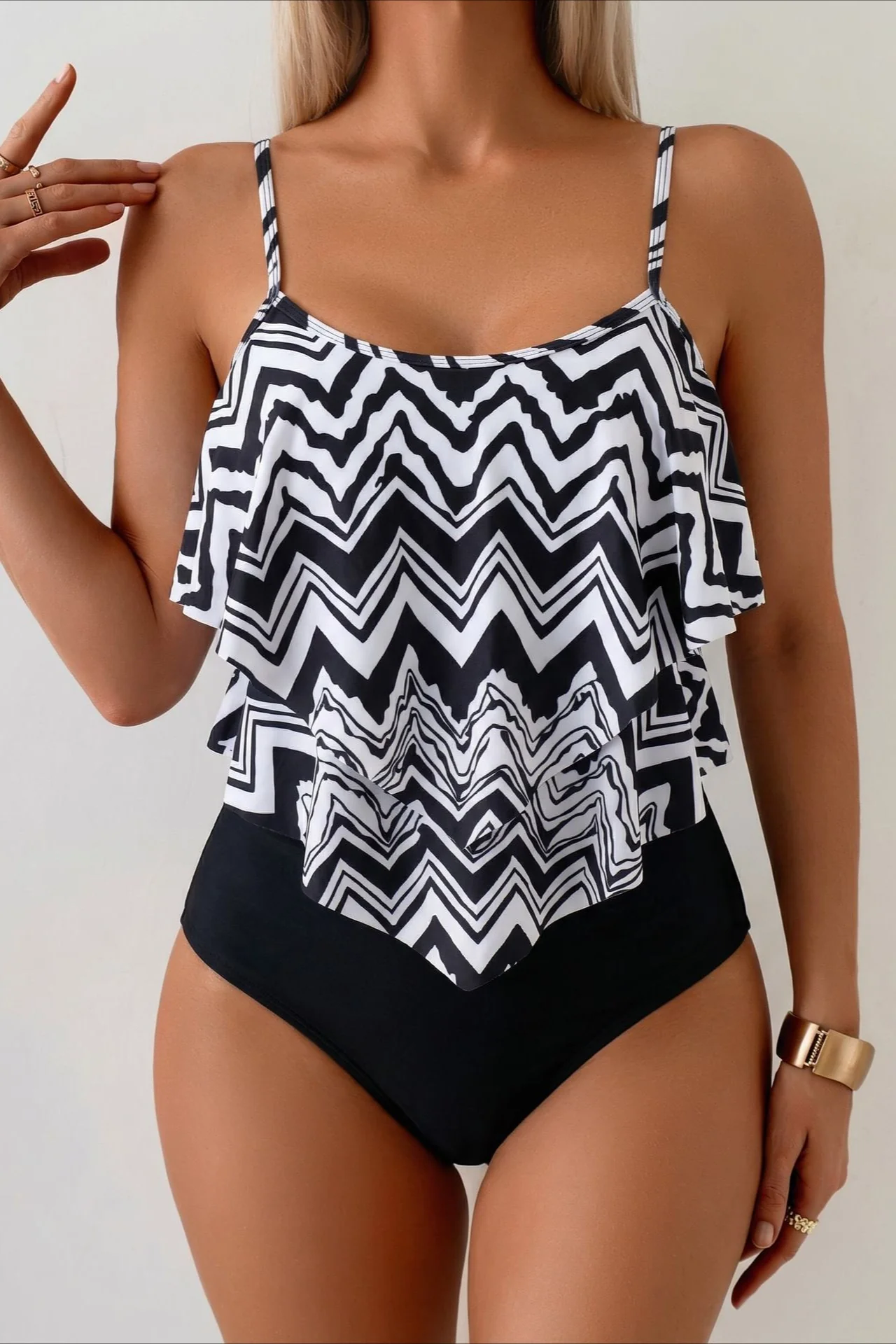 Ruffle Trim High Waist Two Piece Swim Set - Image 5