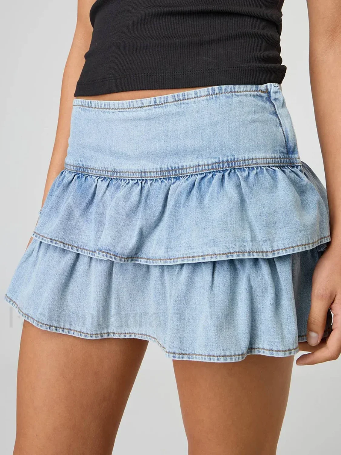 Ruffled Denim Mini Skirt - Image 8