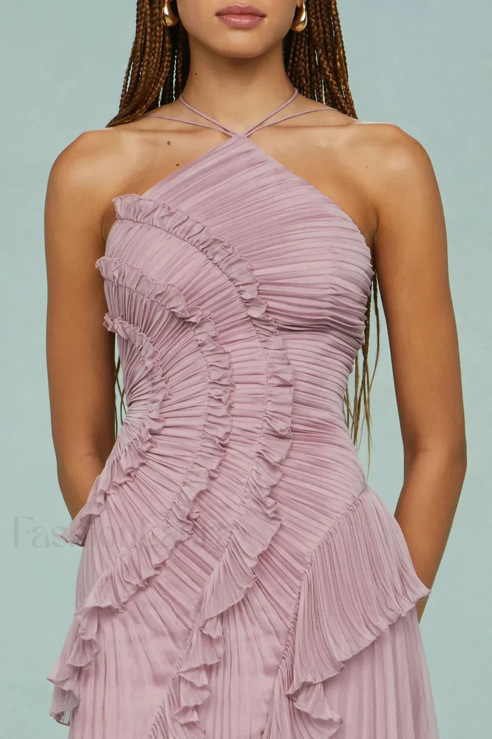 Ruffled Pleated Chiffon Maxi Dress - Image 7