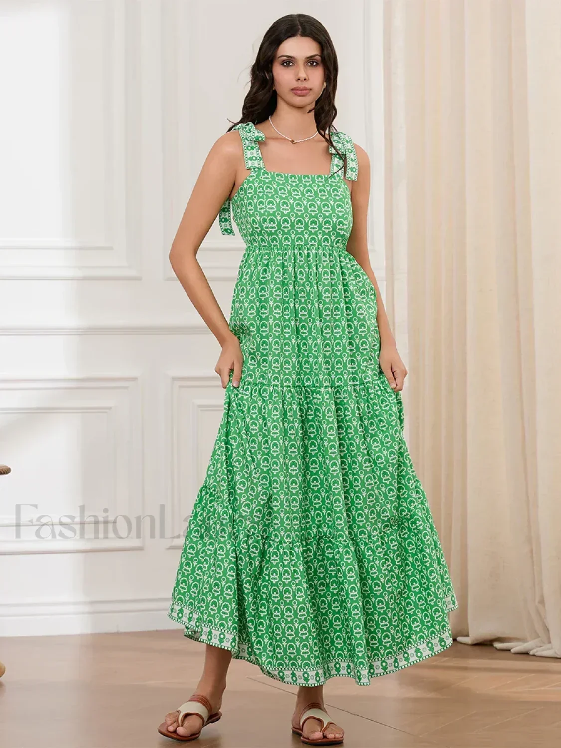 Ruffled Printed A-Line Maxi Dress - Image 3