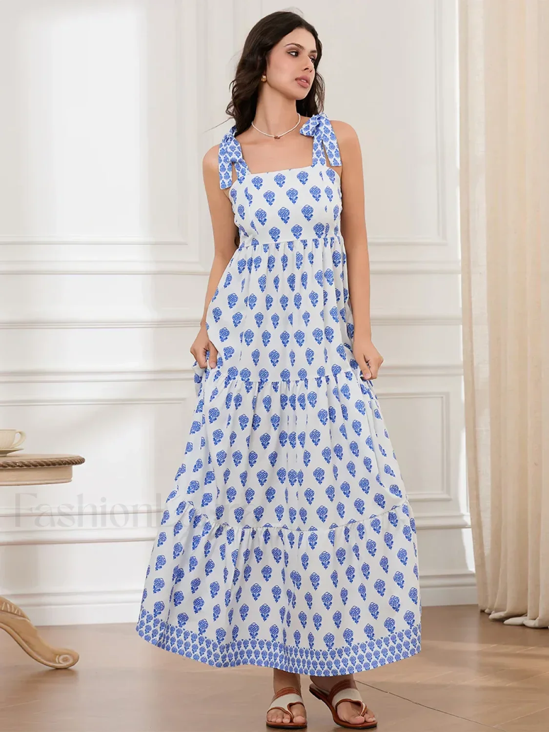Ruffled Printed A-Line Maxi Dress - Image 7